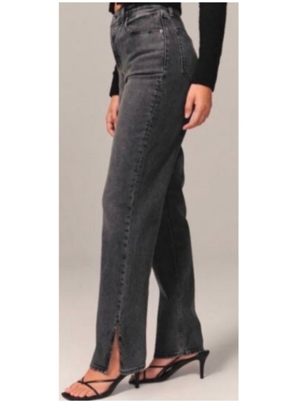 Abercrombie & Fitch The '90s Straight Ultra High Rise Jeans Charcoal Denim 32